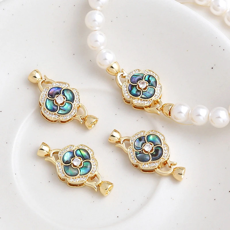 

1 Piece Copper Plated 18k Gold Plated Natural Abalone Pearl Buckle DIY Fashion Jewelry Discovery Necklace Bracelet Accessories
