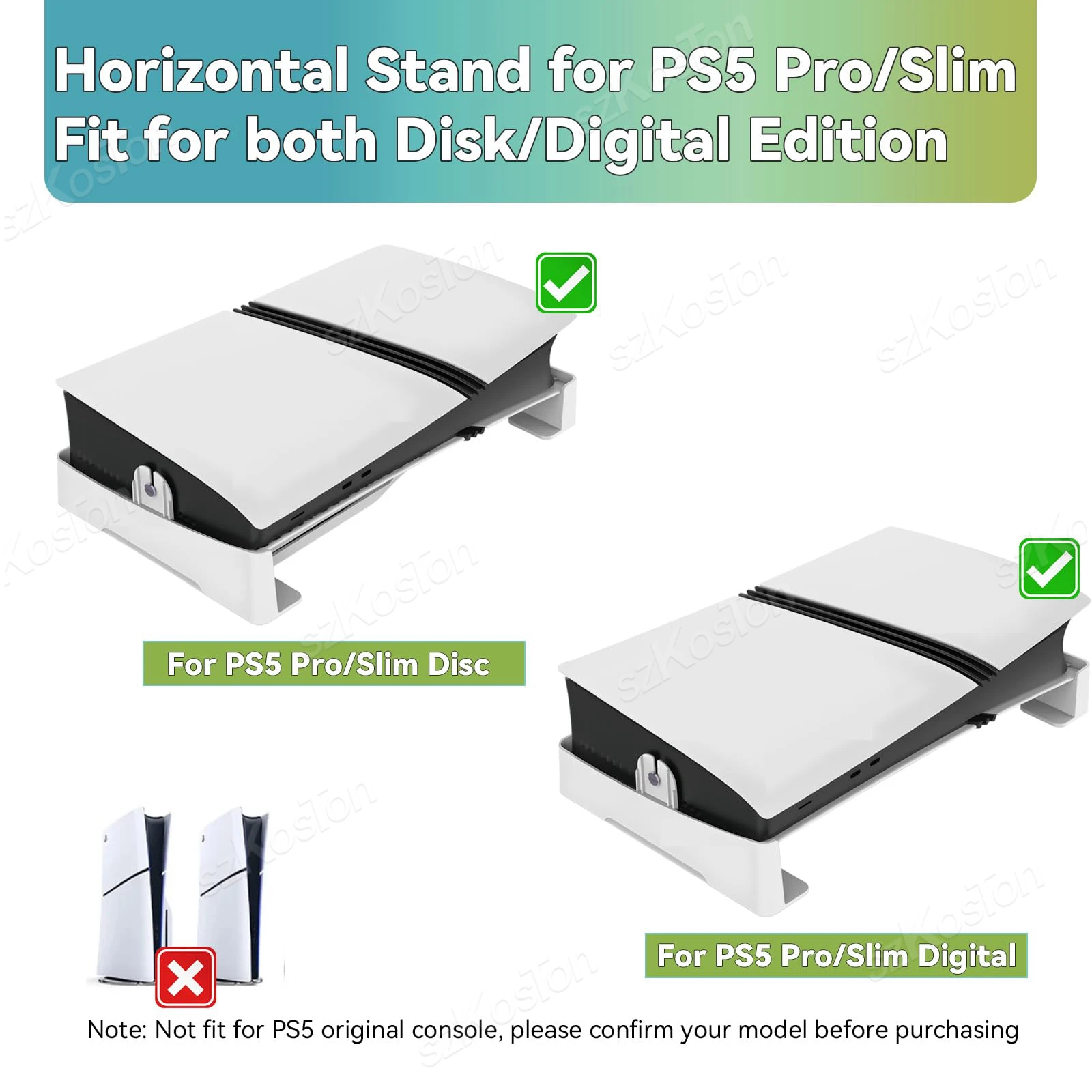 PS5 Pro 및 PS5 슬림 게임 콘솔용 수평 스탠드 PlayStation 5 Pro 액세서리와 호환되는 미끄럼 방지 안정화 베이스