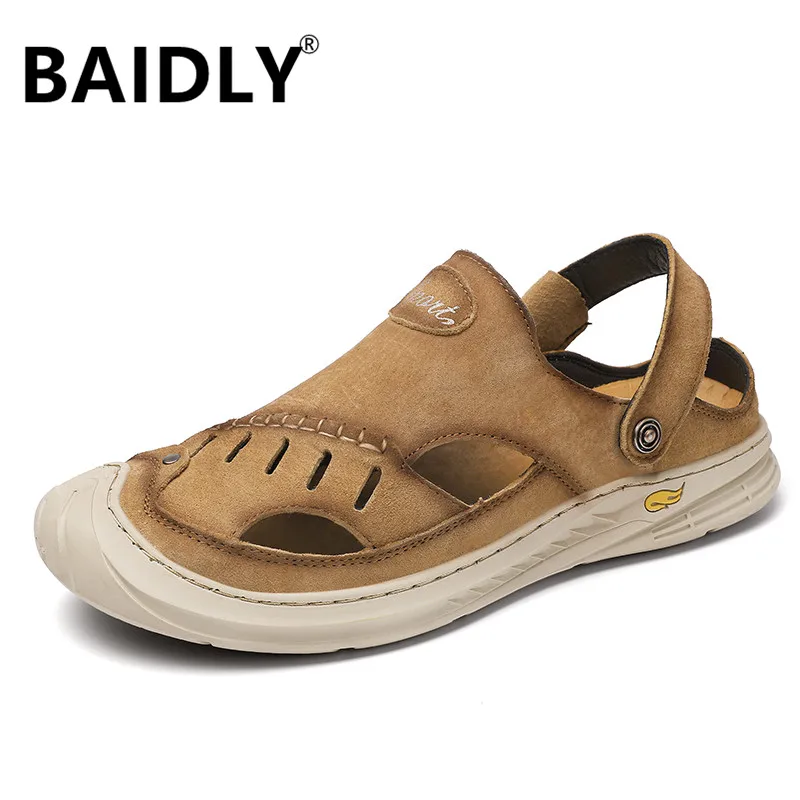 

New Summer Men Sandals Breathable Leather Men Beach Sandals Brand Men Casual Shoes Classic Soft Comfortable Casual Sandals