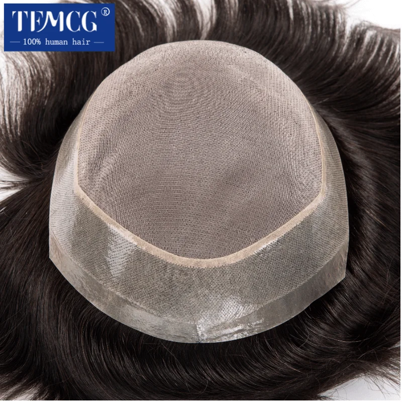 Fine Mono With Soft Pu Toupee Men Wig 100%  Human Hair Breathable Male Hair Prosthesis Capillary Male Wig Exhuast Systems 4