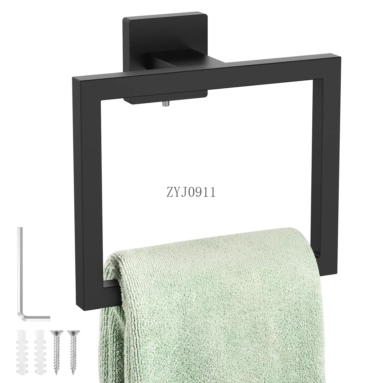 *Stainless Steel Ring Wall Mounted Square Towel Holder Hand Towel Hanger Modern Bath Rack for Kitchen Bathroom Toilet