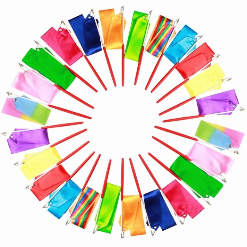 Gymnastics Ribbon 2m/4m Colorful Gym Ribbons Baton Dance Ribbon Rhythmic Artistic Gymnastics Coloured Ribbon Sportss Training