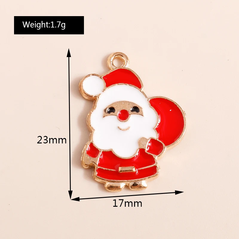 Leslie 10 Stück/Lot Emaille Weihnachtsmann Charms für Ohrringe Armband Herstellung Weihnachten Weihnachtsmann Charms DIY Schmuck Zubehör – Detail 8