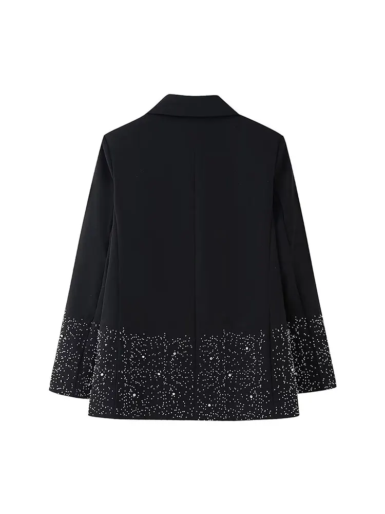 TRAF 2025 Spring Women Diamond Inlaid Embroidery Shorts Sets 2 Pieces Fashion Blazer Coat Women Suit Elegant Set Women Outfit 3