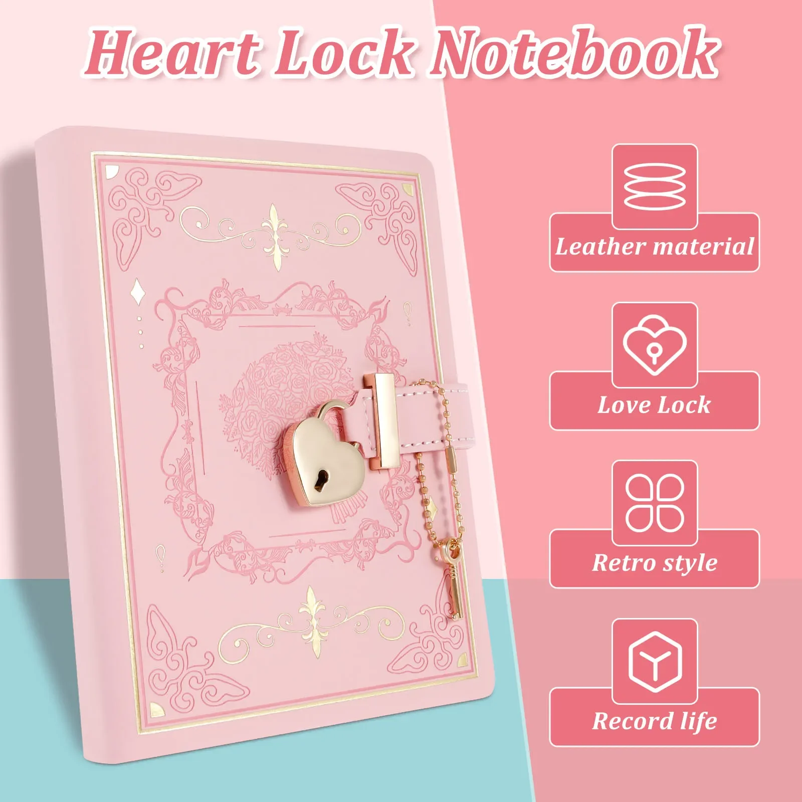 Lock Diary PU Leather Secret Journal With Lock And Key 288 Pages Refillable Notebook Secret Diary For Women Girls Personal