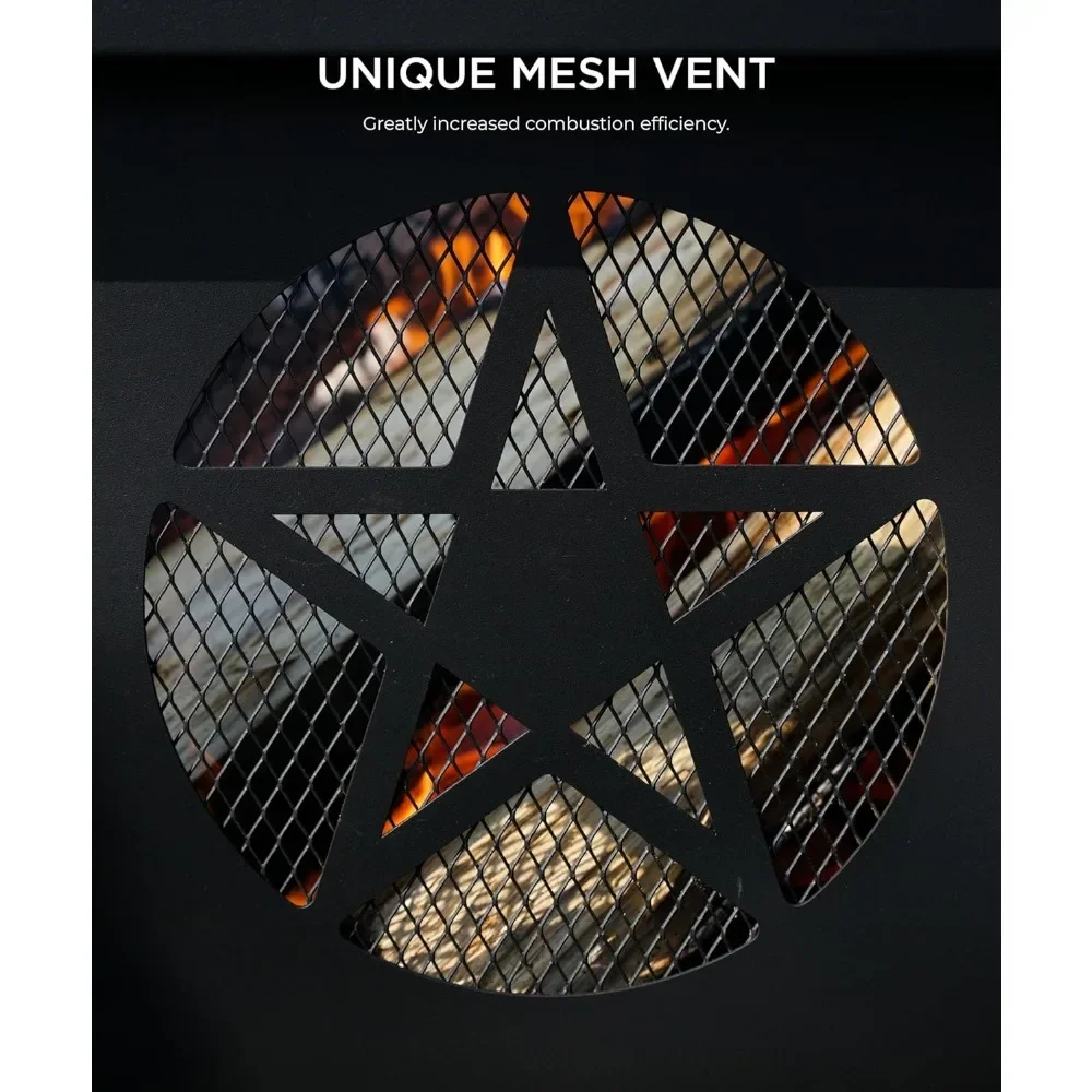 35 inch Fire Pit, Outdoor Fire Pit Wood Burning Pits with Cooking Grill, Large Firepits for Outside Octagonal Heavy Duty