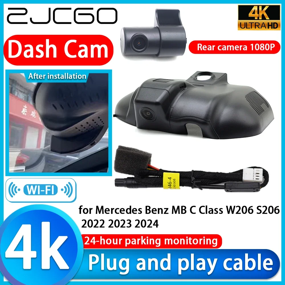 

ZJCGO Video Recorder 4K UHD Plug and Play DVR Dash Cam for Mercedes Benz MB C Class W206 S206 2022 2023 2024