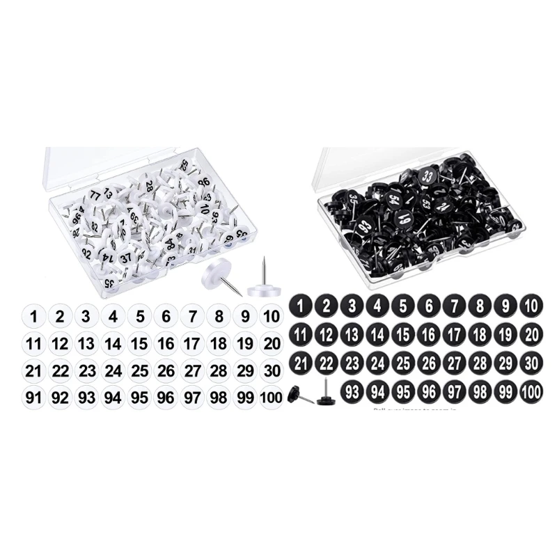 100 조각 번호가 매겨진 압정 1 ~ 100 맵 핀 6.3In 라운드 Decoraive 압정 DIY 사진 벽 코르크 보드 QXNF