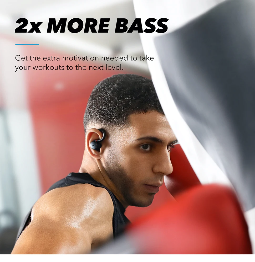 Anker X10 drehbare Ohrbügel, Sport-Ohrhörer mit tiefem Bass