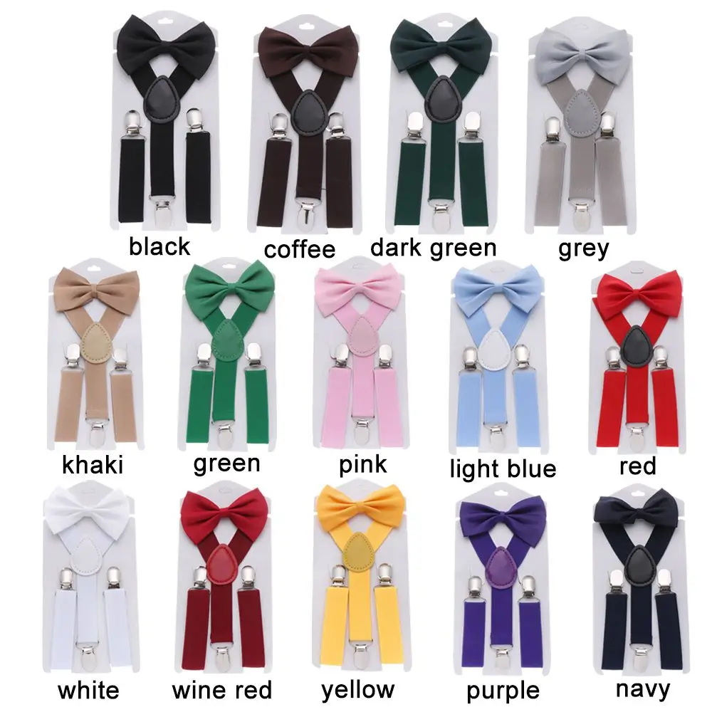 1 Pcs Elastic Suspenders with tie New Fashion Suspenders children Boys Girls With Bow Tie Adjustable Straps Accessories For kids images - 6