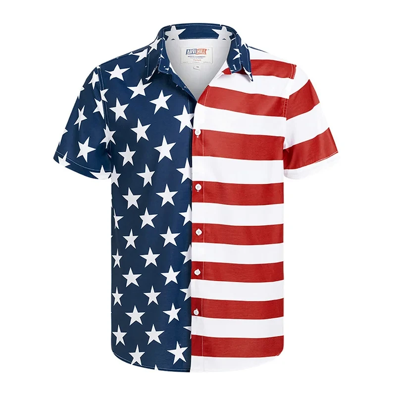 thumbnail image 1 of Camisas de moda para hombre con bandera hawaiana de Estados Unidos, ropa de marihuana, blusa de manga corta con estampado 3D para playa, ropa vintage Y2k, 1 of 5