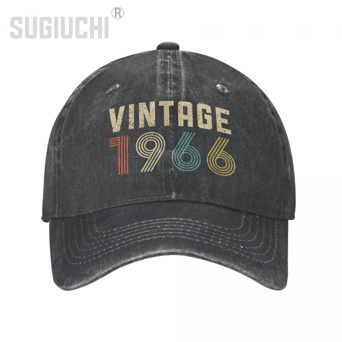 

Unisex Adult VINTAGE 1966 Retro Charcoal Washed Denim Baseball Cap Trucker Hat Born Birthday Gift for Men Women Cotton