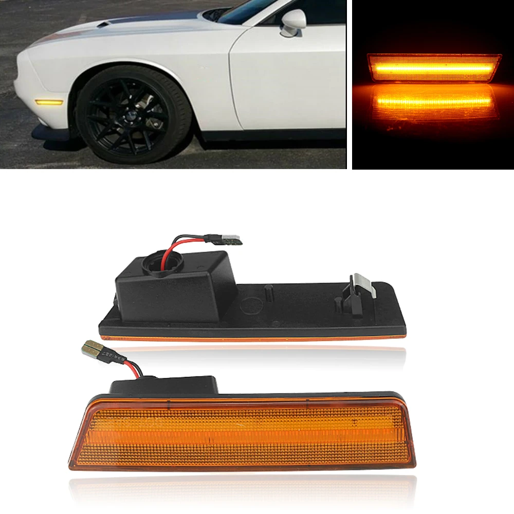 

Для Dodge Challenger 2008-2014/зарядное устройство 2011-2014, передняя боковая лампа, желтая/прозрачная крышка, лампа для указателя поворота, дневной свет