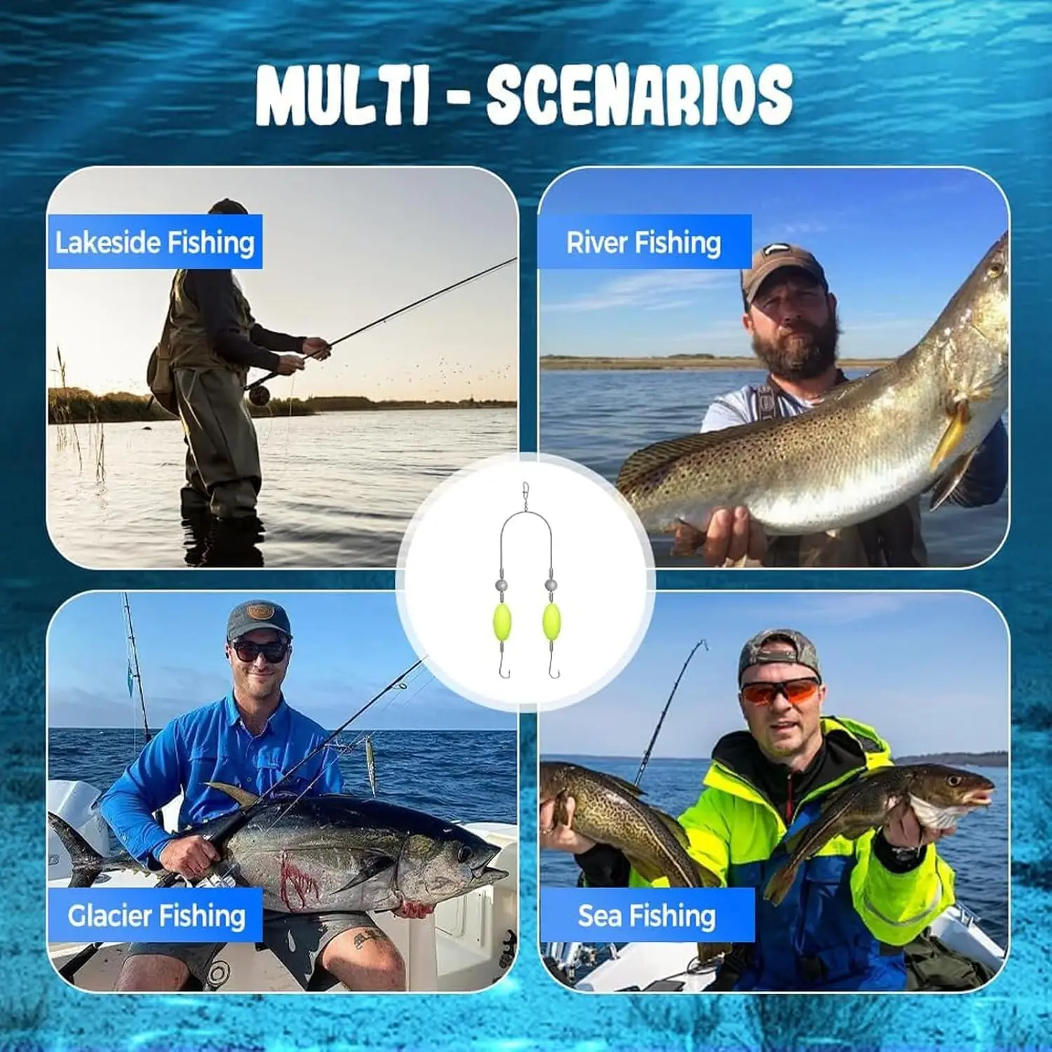 1/5/10Pcs Double Reverse Fishing Hook Off-Bottom Double Hook Rig Set for European Carp Fishing, Bypass Weeds Stones & Silt