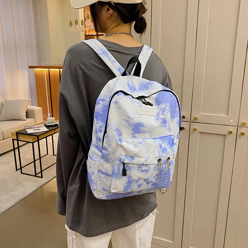

Fashion Tie Dye Backpack Women 2024 Waterproof Canvas School Bags for Teenager Girls Bookbag Lady Travel Backbag Shoulder Bag