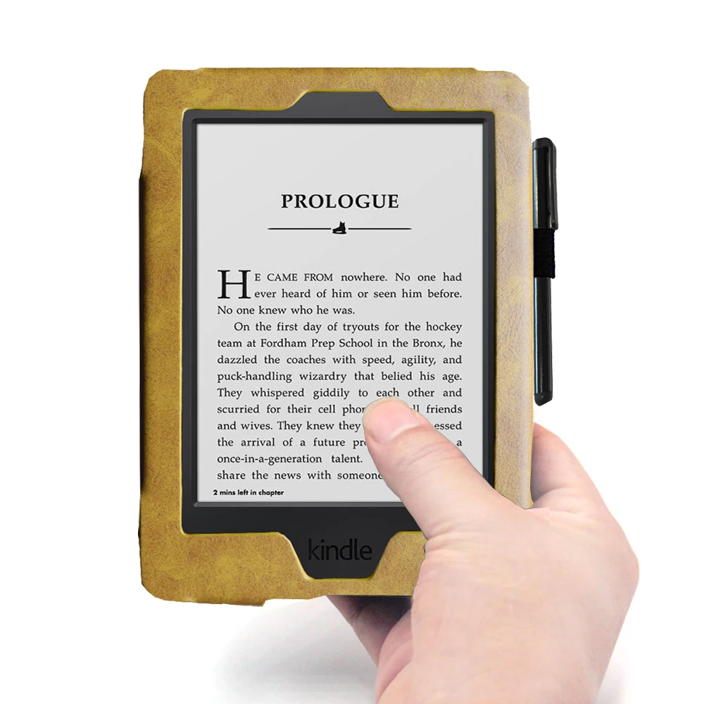 Premium Leather Flip Folio Cover for Kindle Paperwhite and Basic Touch