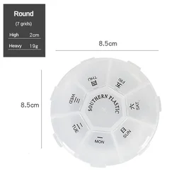 Transparent 8 - Grid Sealed Pill Organizer (Round)