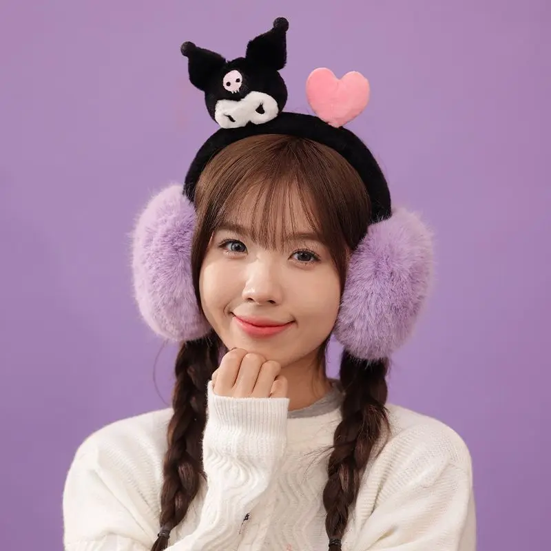 

Sanrio Kuromi Cinnamoroll Cartoon Anime Kawaii Earmuffs Plush Winter Keep Warm Home Outdoor Warm Ear Windproof Protect Earmuffs