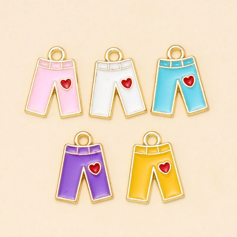 

12Pcs Enamel Small Love Heart Trousers Charms Gold Color Pendant for Earrings Bracelet Jewelry Making DIY Accessories Supplies