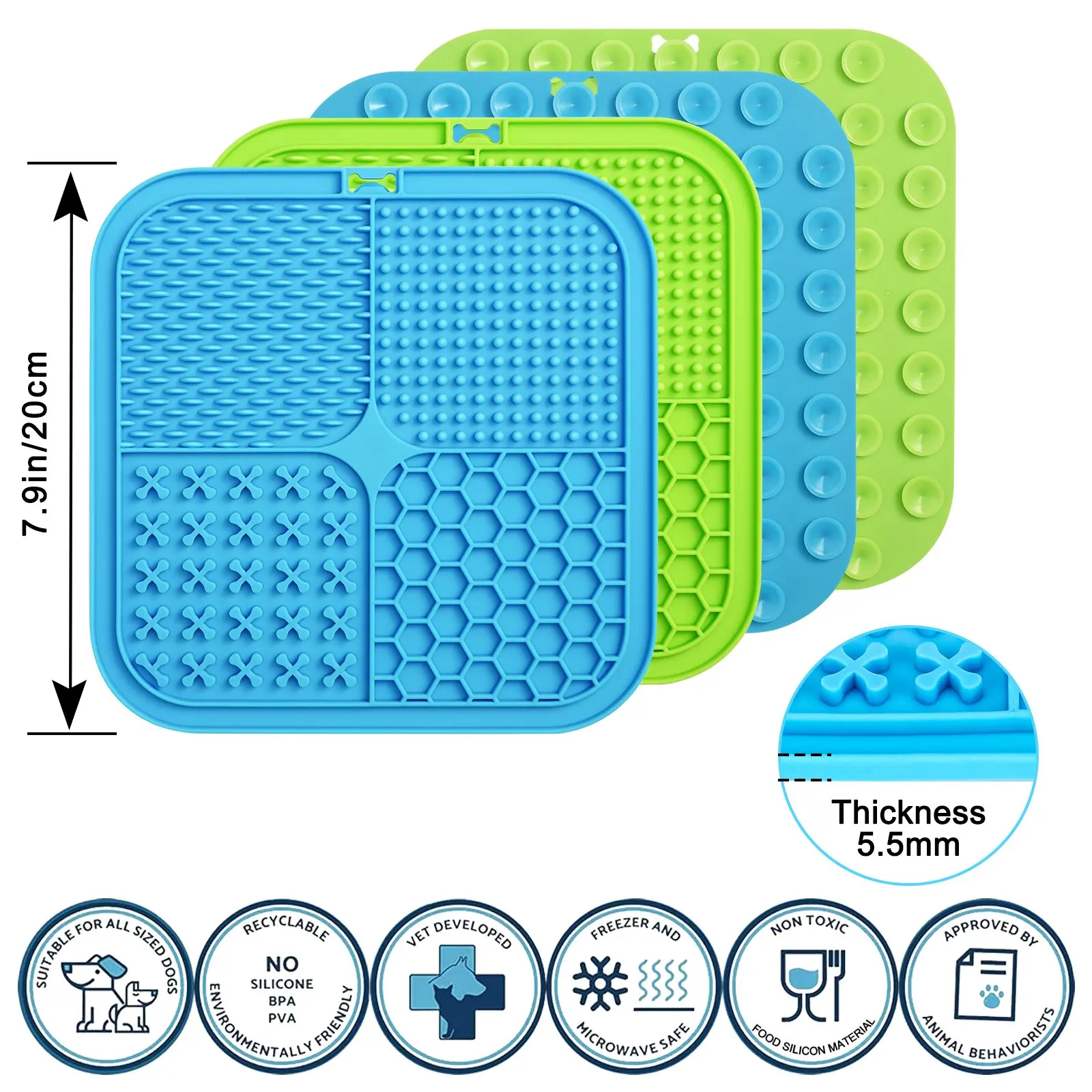 Pet Placemat Dog Lick Mats Cat Slow Feeding Mat Cats Dogs Grooming and Training Feeding Supplies Silicone Eating Slowly Food Pad 2