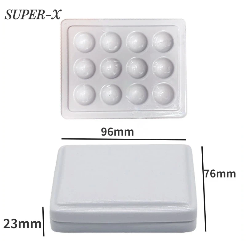 

1pcs Dental Lab Porcelain Mixing Watering Moisturizing Plate 12 Slot with Cover Ceramic Palette