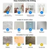 1/2Pcs Sponge Holder Sink Caddy SUS304 Stainless Steel Strong Adhesive Hook Storage Holder Waterproof Rustproof Hook for Kitchen 6