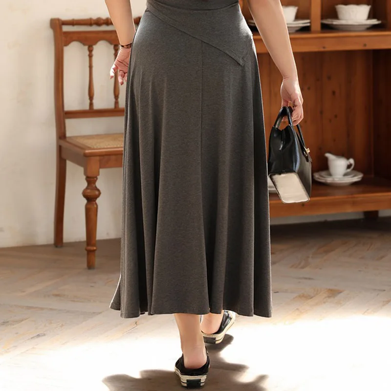 Plus Size Women's Long Skirt Premium High Waist Modal Umbrella Skirt Elegant Elastic OL French Autumn 2025