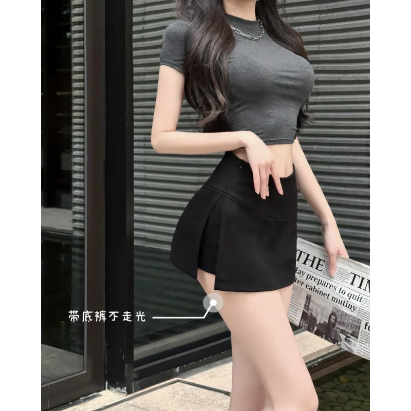 

Half length skirt with side slit yoga skirt pants and anti glare A-line sports short skirt