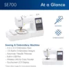 SE700 Sewing & Embroidery Machine, 103 Built-in Stitches, Computerized, 4" x 4" Hoop Area, 3.7" Touchscreen Display, USA 2