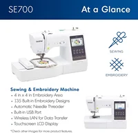 SE700 Sewing & Embroidery Machine, 103 Built-in Stitches, Computerized, 4" x 4" Hoop Area, 3.7" Touchscreen Display, USA 2