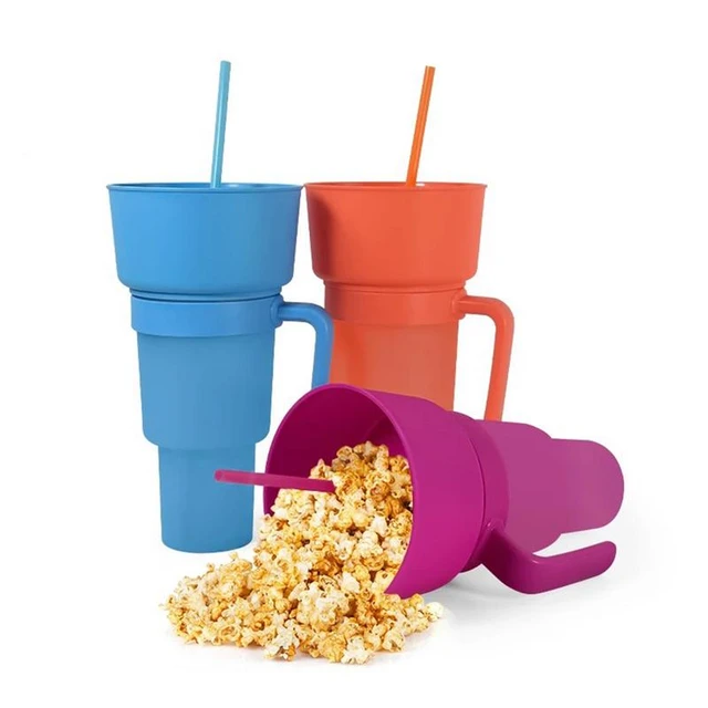 2 In 1 Top Snack Cup With Bowl Leakproof Portable Snack Cup Stadium For  Adults Kids Journey Cinema Trip Home Travel