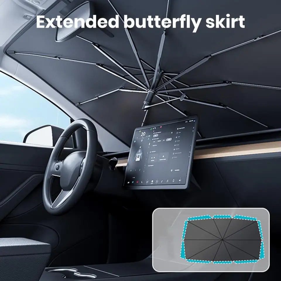 Parasole Auto -Ombrello Parasole Pieghevole per Parabrezza Interni Macchina,Schermo Anti-Uv per Automobile, Telo Proteggi Cruscotto Copriparabrezza dal Sole per auto medio/grandi (Apertura