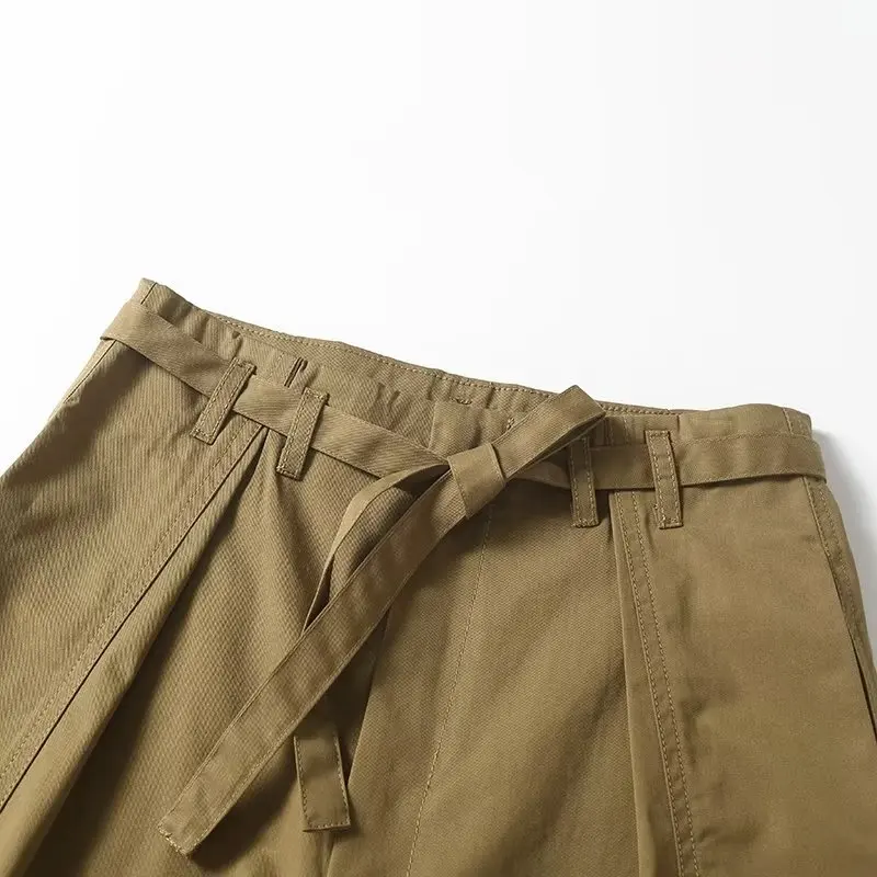 Withered Simple Commuter Cotton Casual shorts Women Japanese Style With Belt Bermuda Ladies
