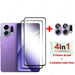 Premium Tempered Glass Screen Protector with Black Edge and Camera Shield for 2 Camera Lens Film