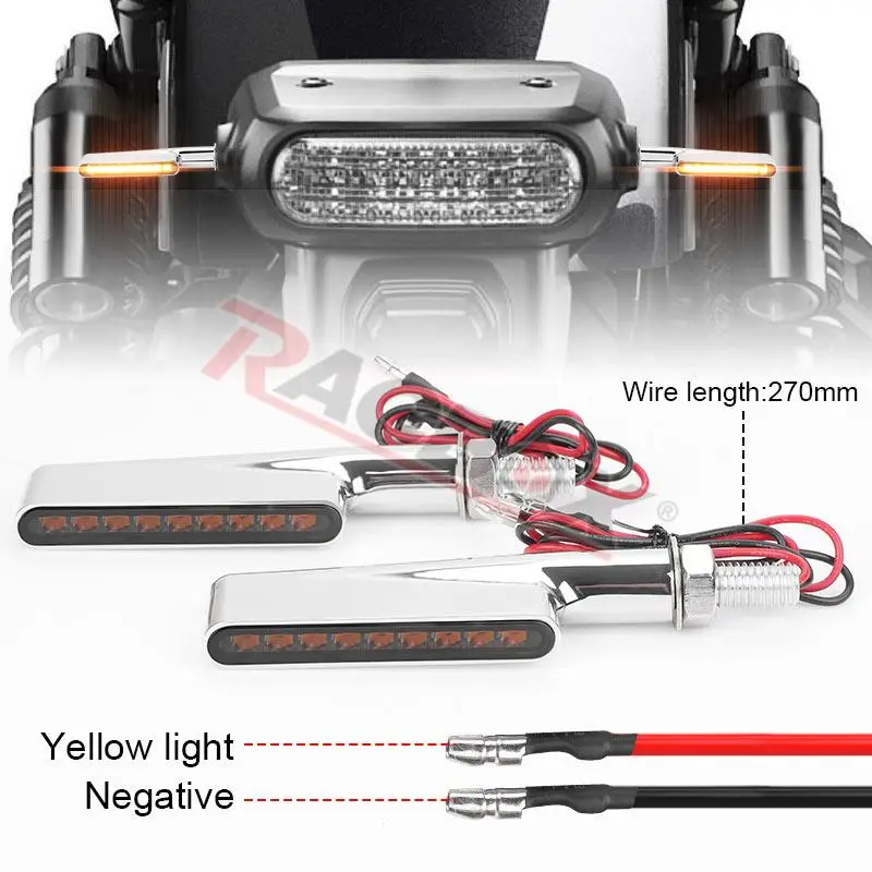 Clignotant LED personnalisé pour moto, lampe de direction de l'eau qui verticalement, Honda, Suzuki, Yamaha, scooter, croiseur de vélo, 12V