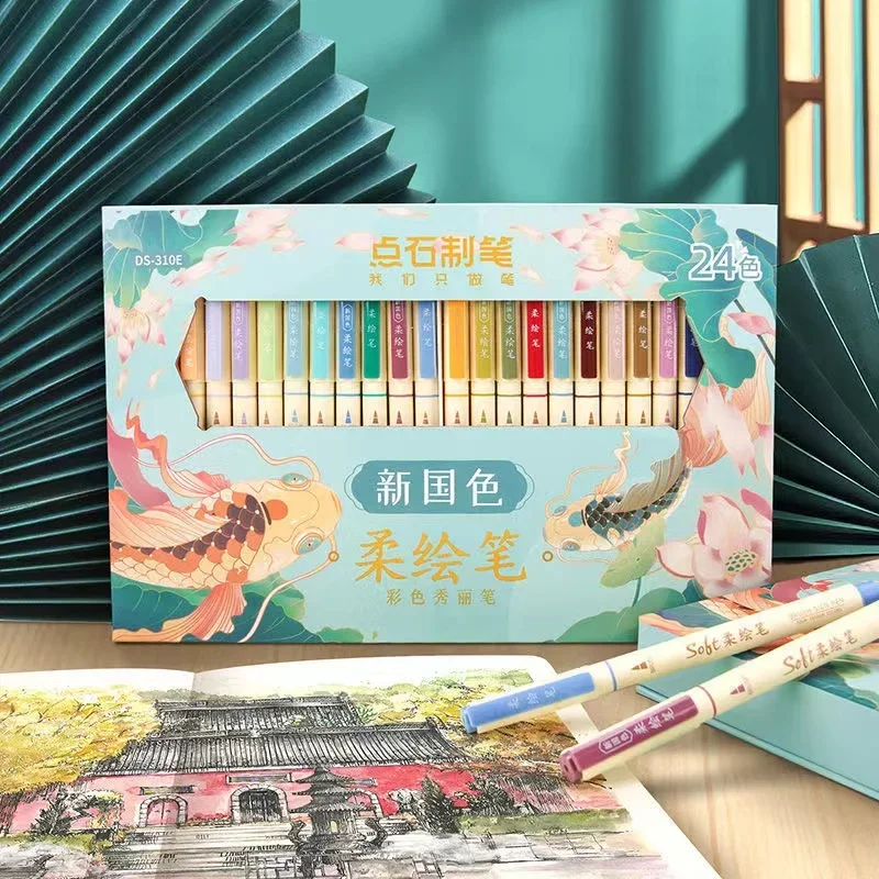 1 Set of Soft Drawing Pens DS-827 Soft Head Beautiful Pen Brush Hand Book Gift Student Supplies Gift washable watercolor pen watercolor pen lettering pens