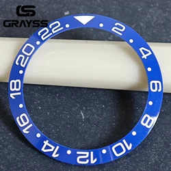 Premium GRAYSS Ceramic Watch Bezel Insert - 38mm Alloy Ring (GMT blue)