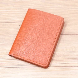Premium Soft PU Leather Unisex Slim Bifold Wallet with ID and Card Holder (Orange)