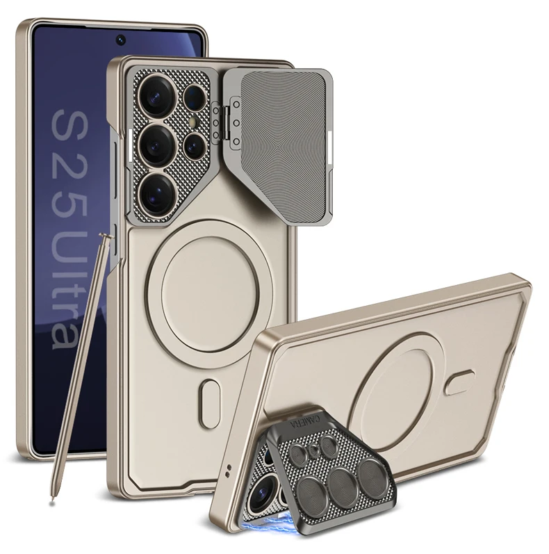 For Magsafe Wireless Charging Case For Samsung Galaxy S25 S24 Ultra Metals Lens