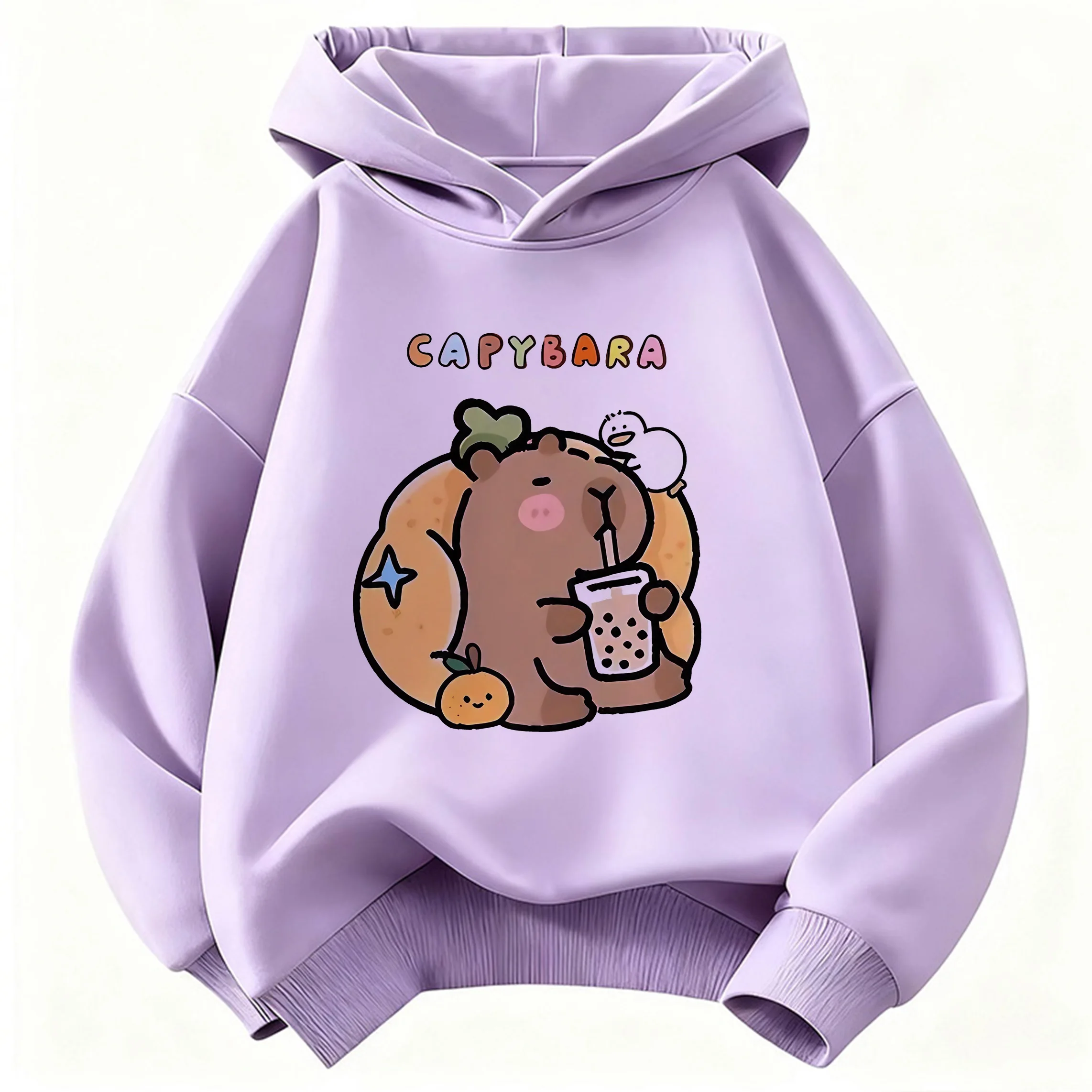 Capybara Juice Lover Children's Cute Harajuku Hoodie - Spring Casual Sweatshirt