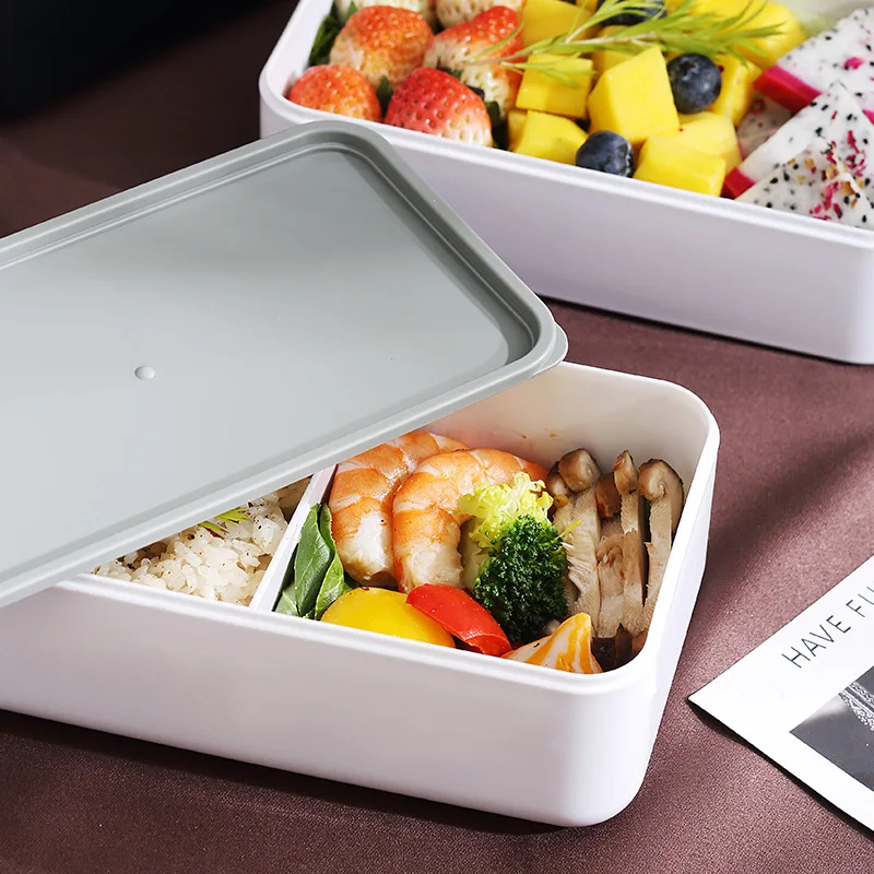 Wood Grain Double-layer Bento Box With Tableware, Insulated Food