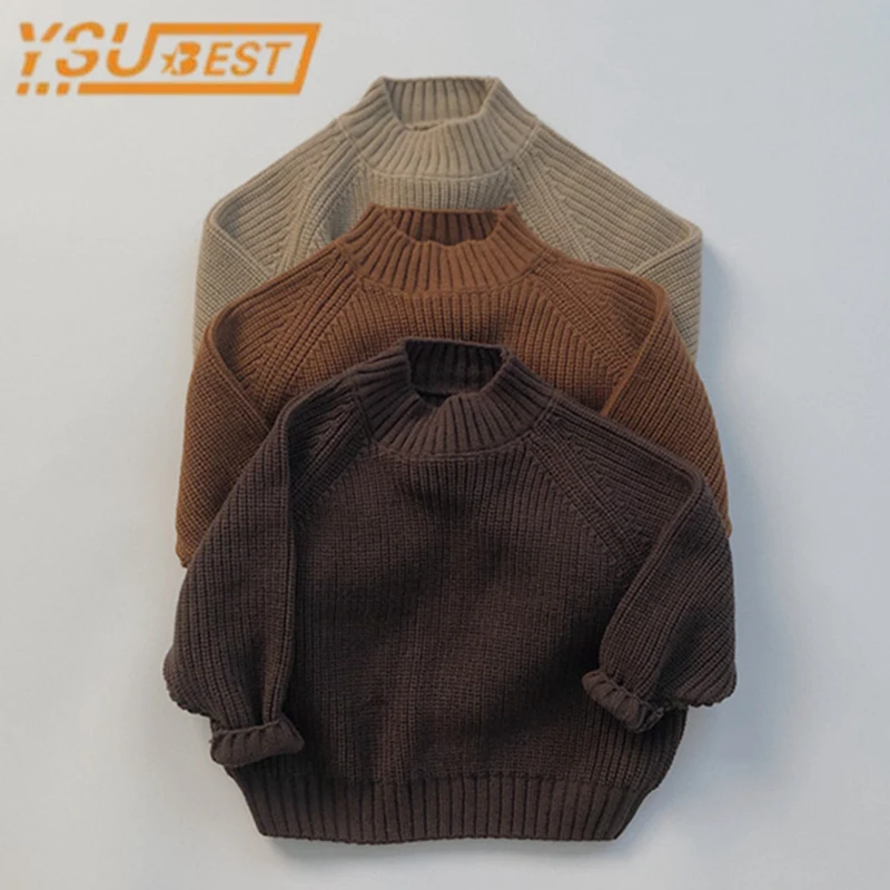

Korean Style Kids Boys Girls Long Sleeves Knit Sweater Autumn Child Girls Soft Lovely Solid Sweater Top Baby Boy Girl Clothes