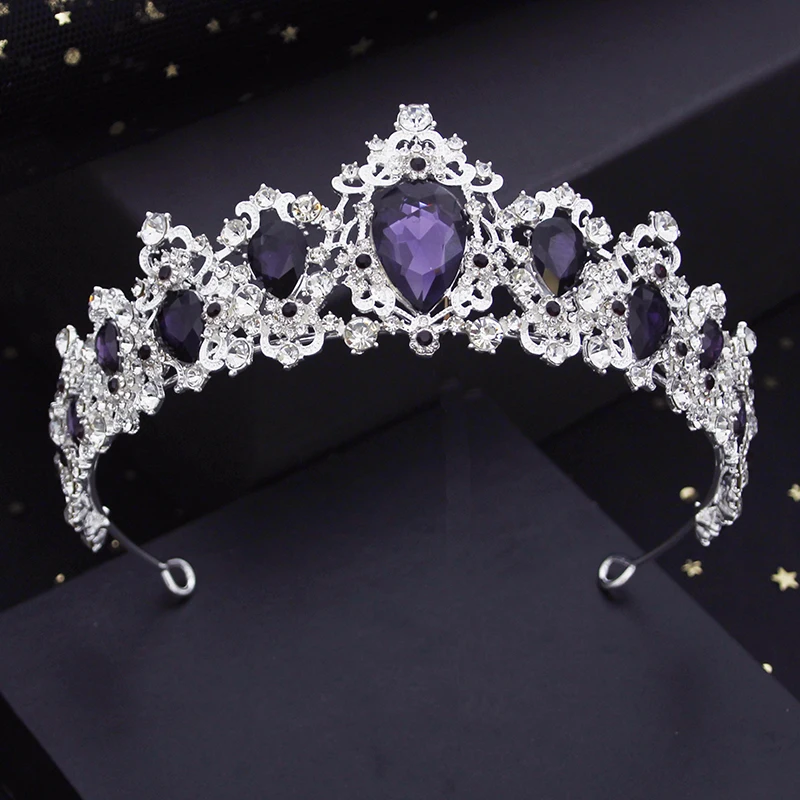 

Royal Queen Bridal Crown water drop Tiaras Bride Headdress Party Birthday Wedding Hair Jewelry Head Accessories