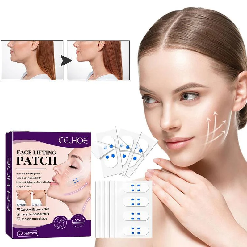 

60pcs Invisible V Face Lift Tapes Wrinkle Removal Sticker Face Forehead Neck Pad Anti Aging Patches Facial Slimming Mask