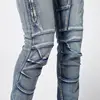 Two tone distressed patchwork jeans for men trendy jeans for summer thin straight leg pants slim fit small leg distressed jeans 6