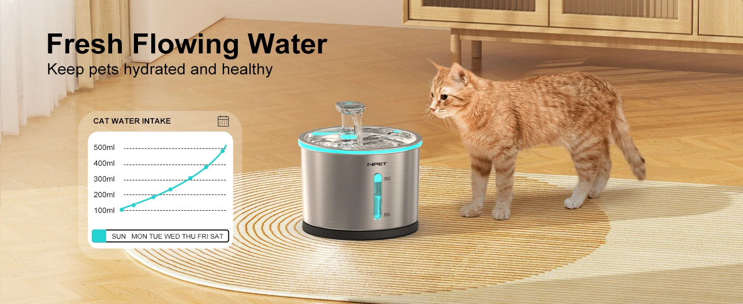 cat water fountain stainless steel