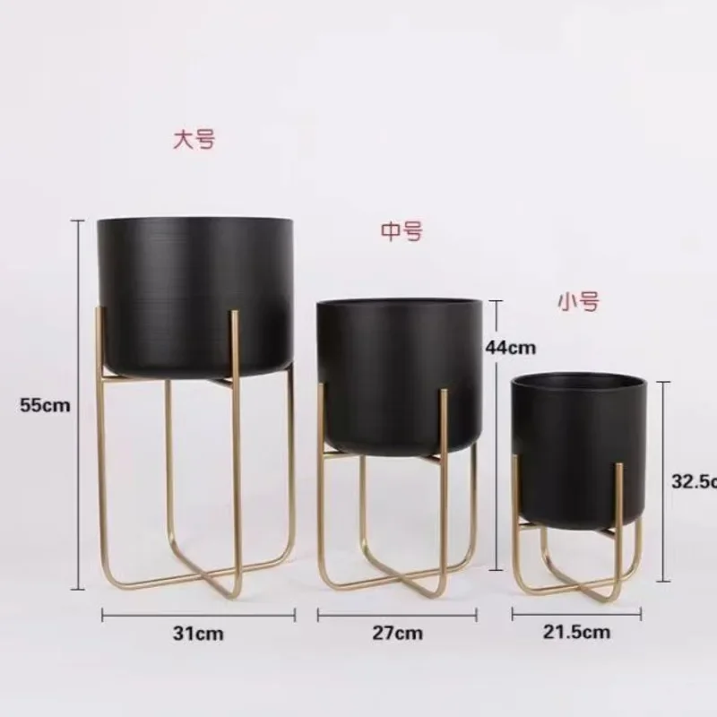 Nordic Indoor Gold Iron Art Floor Type Flower Rack Balcony Plant Decoration Shelf Home Flowerpot Stand Stylish DisplayElegance