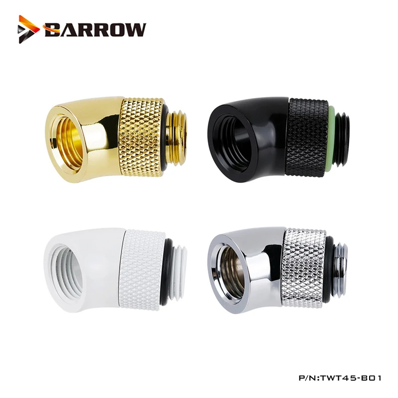 Barrow-adaptador Rotativo g1 Polegadas 45 Graus Refrigeração a Água Computador Ouro Preto Branco Prata Twt45-b01