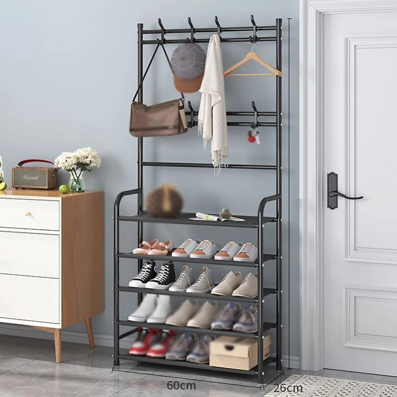 Floor Coat Rack Shoe Rack and Hat Wardrobe Household Integrated Shoe and Hat Hanger Home Furniture shoe and hat racks