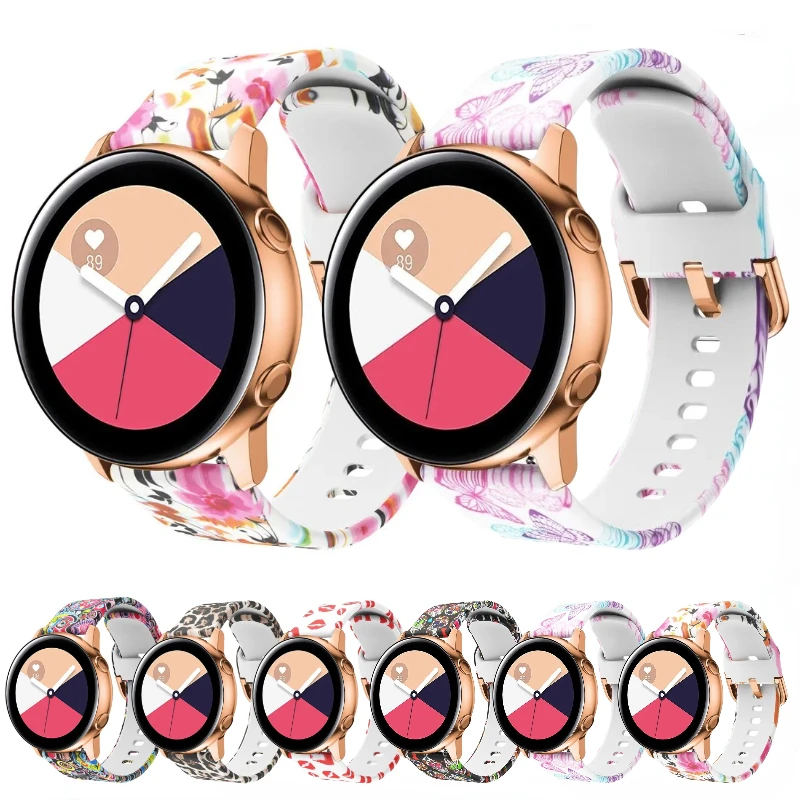 

New 20mm Printing Silicone Strap for Samsung Galaxy Watch 4/5/6 40mm 44mm Watchband Bracelet Smartband for Amazfit GTR/GTS Belt